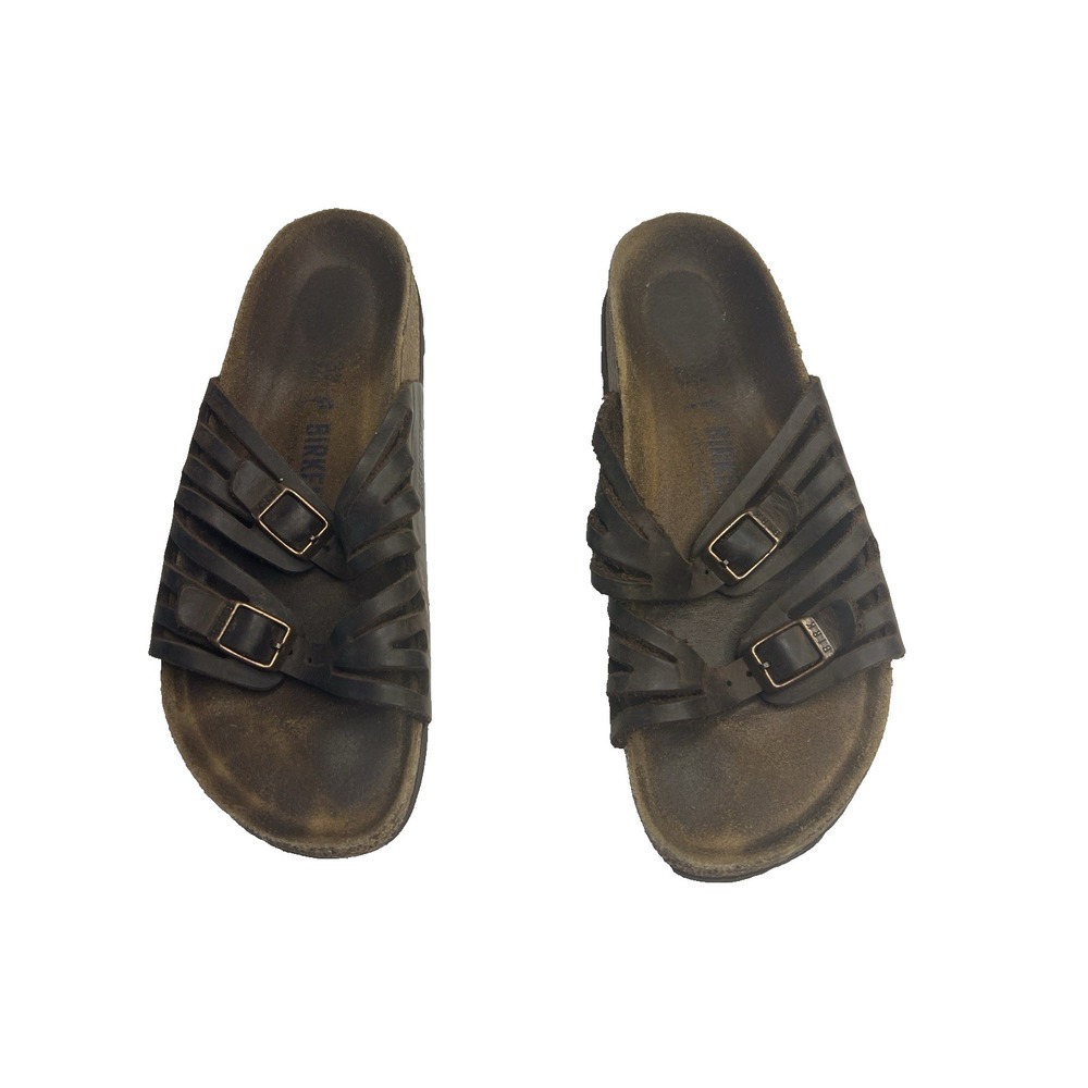 Birkenstock Sandals GRANADA Brown Leather Soft Footbed Women Size 37 Narrow